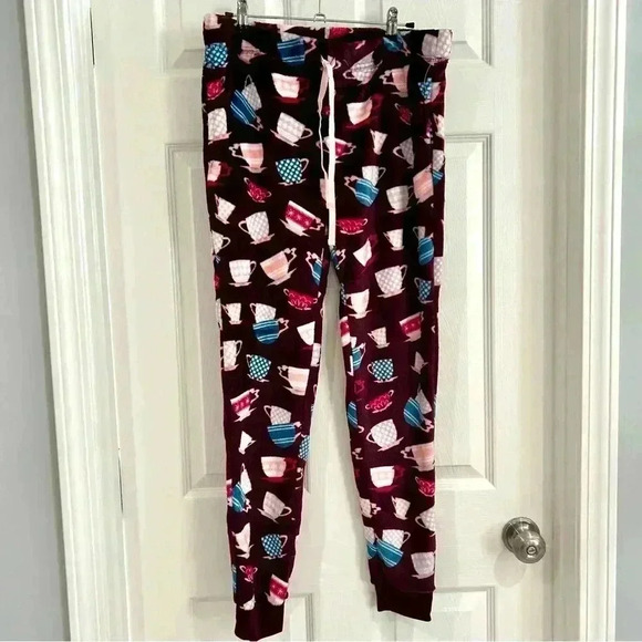 JOYSPUN Women Pajama Pant Joggers Sz S 4/6 Bundle Burgundy Tea Coffee Fleece NEW - Picture 6 of 11